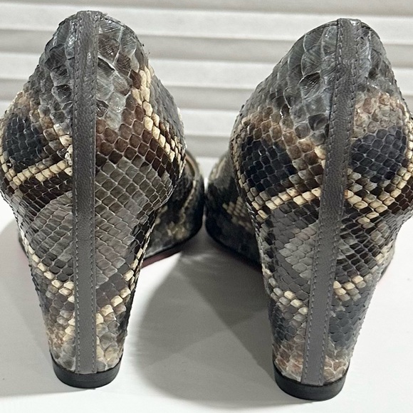 🌺CHRISTIAN LOUBOUTIN🌺 Leather Snakeskin Python Leather Wedge Size: 36.5 - Picture 5 of 12